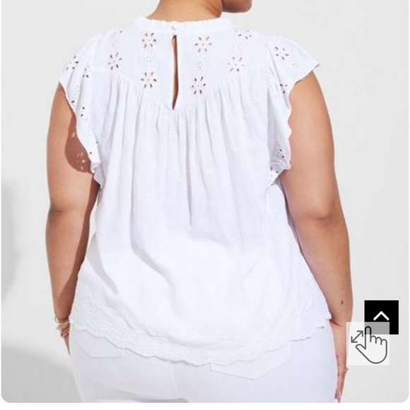 Torrid White Peplum Eyelet Ruffle Sleeve top 0/L/12 - Picture 7 of 7